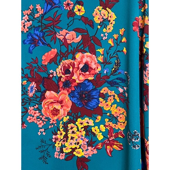 Pioneer Woman Teal Floral Long Sleeve Blouse XXXL Polyester Casual Comfortable - Picture 5 of 16